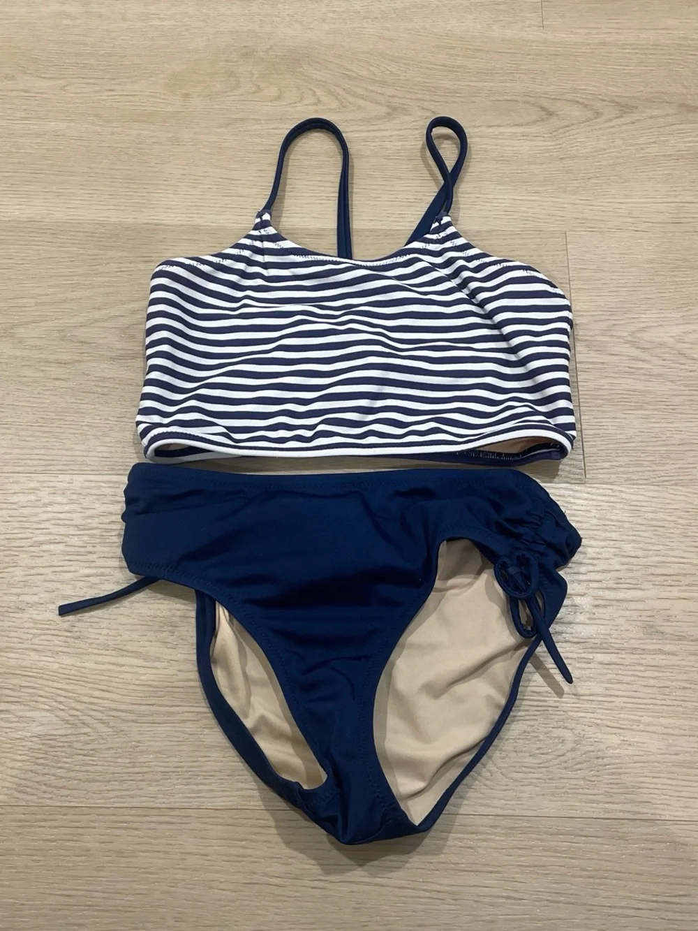 Crewcuts Navy Trim Beige Lined Swim Top